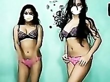 Desi Lesbian teens putting up strip shows