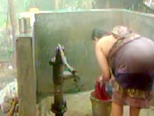 big beautiful woman indian bhabhi taking shower from pump