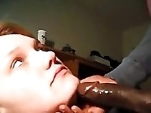 Black guy empties his balls in college girls mouth